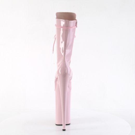 Product image of Pleaser BEYOND-1050 B. Pink Pat/B. Pink 10 Inch Heel 6 1/4 Inch PF Lace-Up Front Mid Calf Boot Side Zip