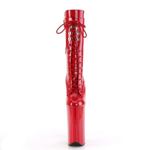 Product image of Pleaser BEYOND-1050 Red Pat/Red 10 Inch Heel 6 1/4 Inch PF Lace-Up Front Mid Calf Boot Side Zip