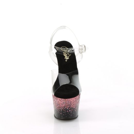 Product image of Pleaser ADORE-708SS Clr/Blk-Pink Multi Glitter 7 Inch Heel 2 3/4 Inch PF Ankle Strap Sandal