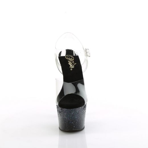 Product image of Pleaser ADORE-708SS Clr/Blk Multi Glitter 7 Inch Heel 2 3/4 Inch PF Ankle Strap Sandal