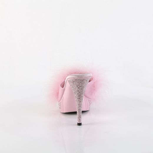 Product image of Fabulicious ELEGANT-401F B. Pink Marabou-Faux Leather/B. Pink 4 1/2 Inch Heel 1 Inch PF Marabou Fur Slipper