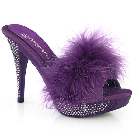 Product image of Fabulicious ELEGANT-401F Purple Marabou-Faux Leather/Purple 4 1/2 Inch Heel 1 Inch PF Marabou Fur Slipper