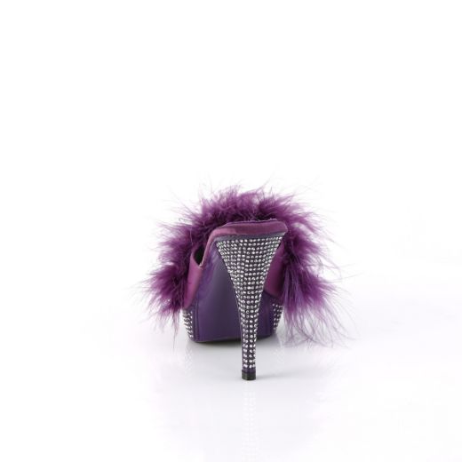 Product image of Fabulicious ELEGANT-401F Purple Marabou-Faux Leather/Purple 4 1/2 Inch Heel 1 Inch PF Marabou Fur Slipper