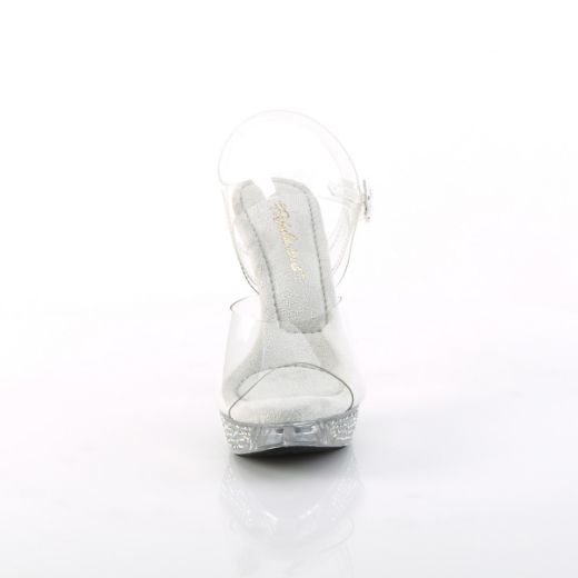 Product image of Fabulicious ELEGANT-408 Clr/Clr-AB RS 4 1/2 Inch Heel 1 Inch PF Ankle Strap Sandal w/RS