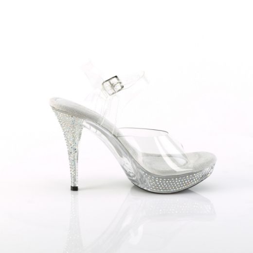 Product image of Fabulicious ELEGANT-408 Clr/Clr-AB RS 4 1/2 Inch Heel 1 Inch PF Ankle Strap Sandal w/RS