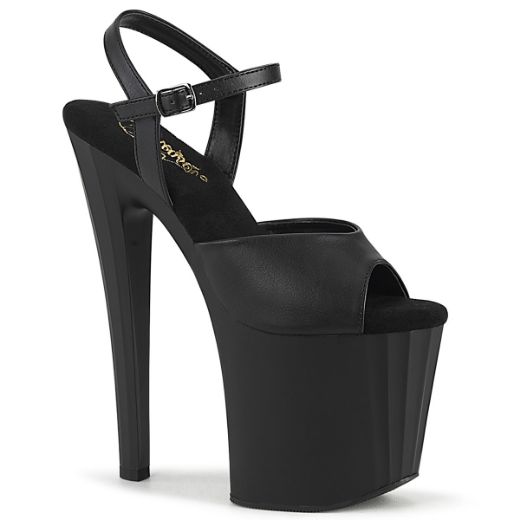 Product image of Pleaser ENCHANT-709 Blk Faux Leather/Blk Matte 7 1/2 Inch Heel 3 1/2 Inch PF Ankle Strap Sandal