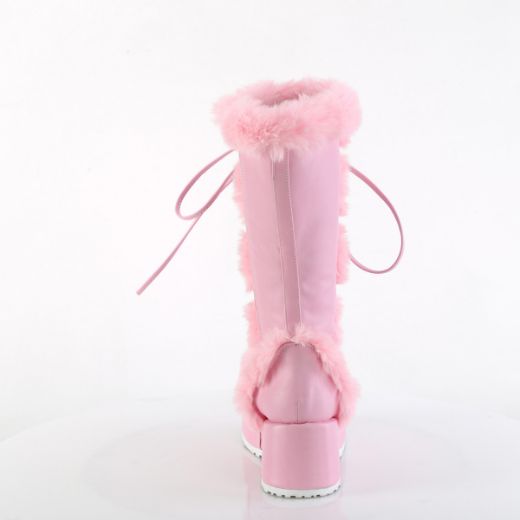 Product image of Demonia CUBBY-311 B. Pink Vegan Leather 2 3/4 Inch Platform Lace-Up Mid-Calf Boot Side Zip