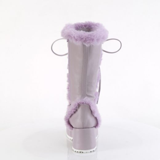 Product image of Demonia CUBBY-311 Lavender Vegan Leather 2 3/4 Inch Platform Lace-Up Mid-Calf Boot Side Zip