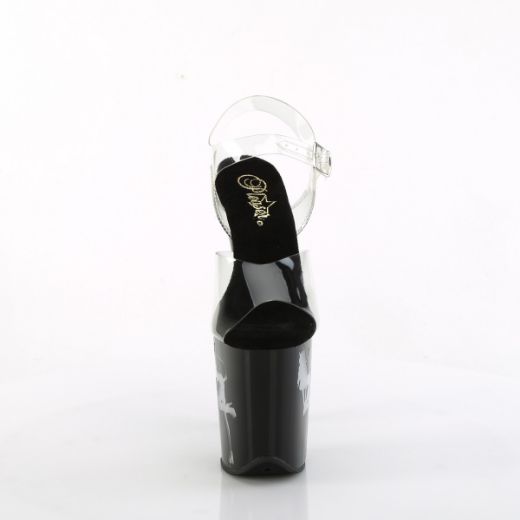 Product image of Pleaser FLAMINGO-808NLDG Clr/Blk-Multi 8 Inch Heel 4 Inch PF LED Illuminated Ankle Strap Sandal