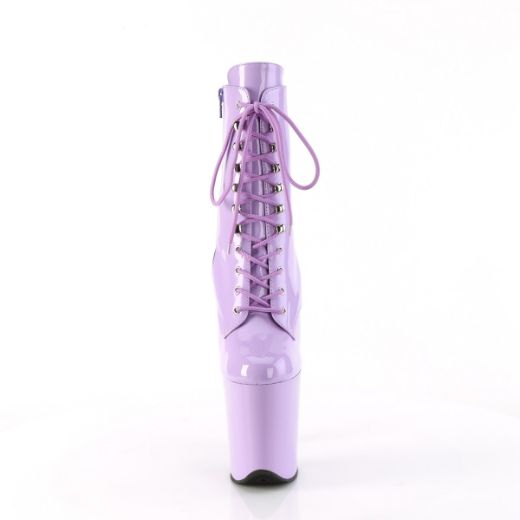 Product image of Pleaser FLAMINGO-1020 Lavender Pat/Lavender 8 Inch Heel 4 Inch PF Lace-Up Front Ankle Boot Side Zip