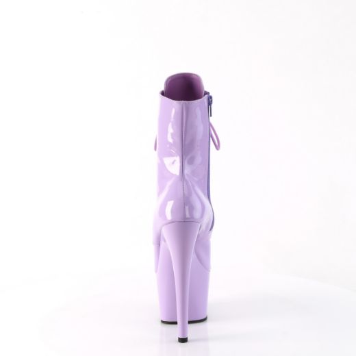 Product image of Pleaser ADORE-1020 Lavender Pat/Lavender 7 Inch Heel 2 3/4 Inch PF Lace-Front Ankle Boot Side Zip