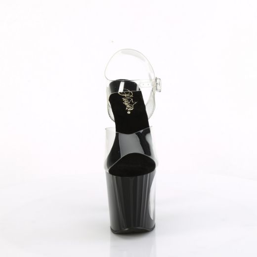 Product image of Pleaser ENCHANT-708LT-CIRCLE Clr/Blk-Slv Glitter 7 1/2 Inch Heel 3 1/2 Inch PF LED Illuminated Ankle Strap Sandal