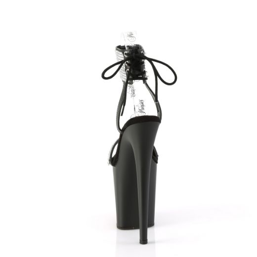 Product image of Pleaser FLAMINGO-870 Blk Faux Leather-RS/Blk Matte 8 Inch Heel 4 Inch PF Back Tie Ankle Cuff Sandal w/RS