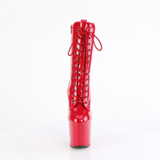 Product image of Pleaser CRAZE-1040 Red Pat/Red 8 Inch Heelless 3 Inch PF Lace-Up Front Ankle Boot Inside Zip
