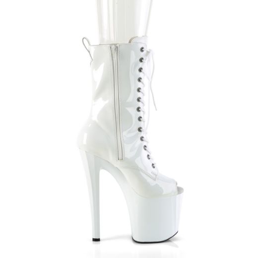 Product image of Pleaser ENCHANT-1041 Wht Pat/Wht 7 1/2 Inch Heel 3 1/2 Inch PF Peep Toe Ankle Boot Side Zip