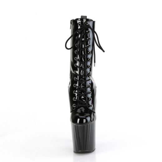 Product image of Pleaser ENCHANT-1040 Blk Pat/Blk 7 1/2 Inch Heel 3 1/2 Inch PF Lace-Up Mid Calf Boot Side Zip