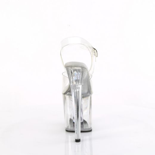 Product image of Pleaser ENCHANT-708AQUA-02 Clr/Clr-Slv 8 Inch Heel 3 3/4 Inch PF Ankle Strap Sandal