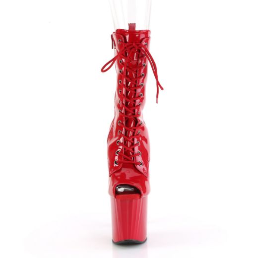 Product image of Pleaser ENCHANT-1041 Red Pat/Red 8 Inch Heel 3 3/4 Inch PF Peep Toe Ankle Boot Side Zip