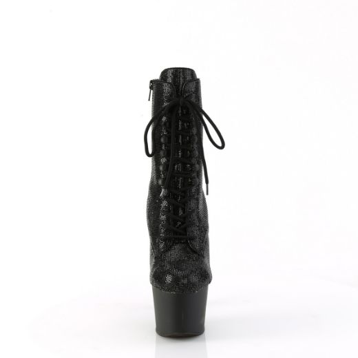 Product image of Pleaser ADORE-1020RS Blk RS/Blk Matte 7 Inch Heel  2 3/4 Inch PF RS Embellished Ankle Boot Side Zip