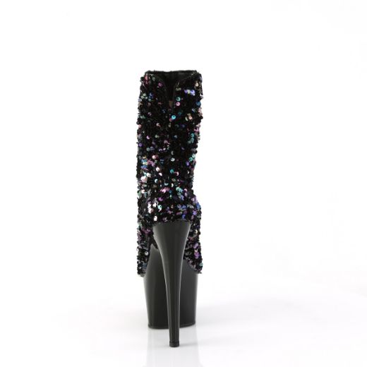 Product image of Pleaser ADORE-1042SQ Blk Multi Sequins/Blk 7 Inch Heel 2 3/4 Inch PF Sequins Ankle Boot Inside Zip
