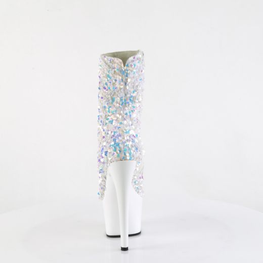 Product image of Pleaser ADORE-1042SQ Wht Multi Sequins/Wht 7 Inch Heel 2 3/4 Inch PF Sequins Ankle Boot Inside Zip