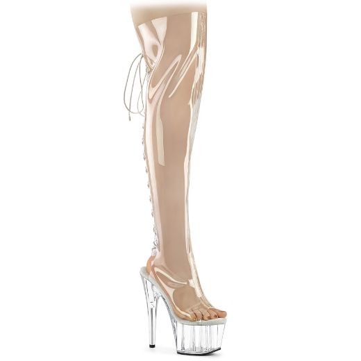 Product image of Pleaser ADORE-3019C Clr TPU/Clr 7 Inch Heel 2 3/4 Inch PF Open Toe/Over-The-Knee Boot Side Zip