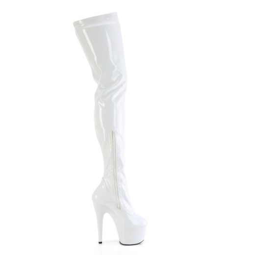 Product image of Pleaser ADORE-4000 Wht Str Pat/Wht 7 Inch Heel 2 3/4 Inch PF Stretch Crotch Boot Side Zip