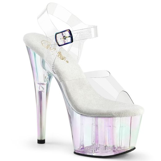 Product image of Pleaser ADORE-708HT Clr/Holo Tinted 7 Inch Heel 2 3/4 Inch Tinted PF Ankle Strap Sandal
