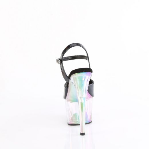 Product image of Pleaser ADORE-709HT Blk Holo/Holo Tinted 7 Inch Heel 2 3/4 Inch Tinted PF Ankle Strap Sandal