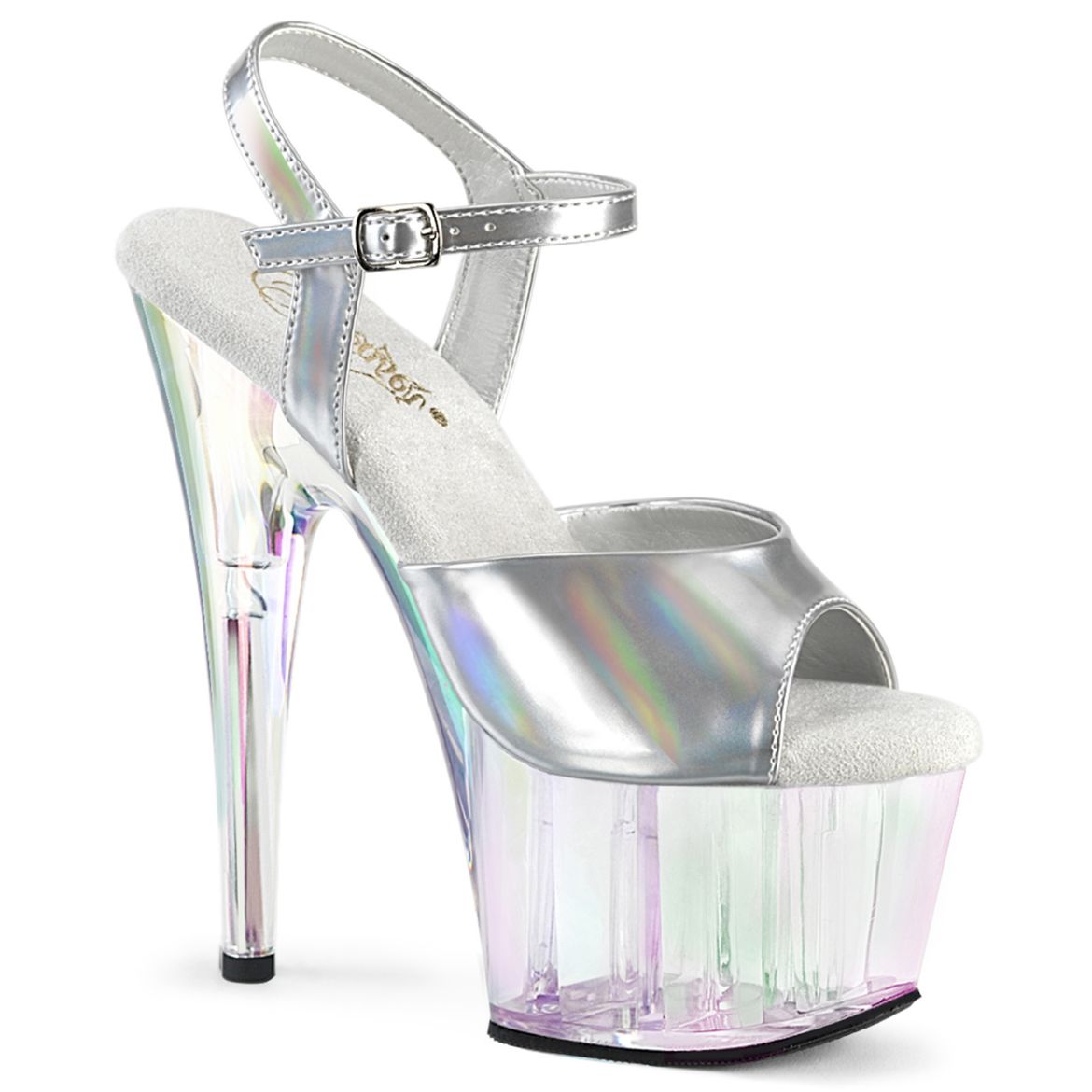 Product image of Pleaser ADORE-709HT Slv Holo/Holo Tinted 7 Inch Heel 2 3/4 Inch Tinted PF Ankle Strap Sandal