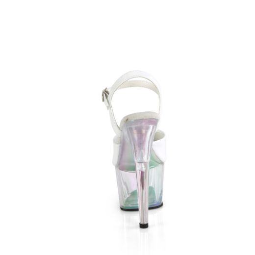 Product image of Pleaser ADORE-709HT Wht Holo/Holo Tinted 7 Inch Heel 2 3/4 Inch Tinted PF Ankle Strap Sandal