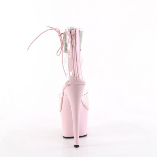 Product image of Pleaser ADORE-724RS Clr/B. Pink 7 Inch Heel 2 3/4 Inch PF RS Ankle Cuff Sandal Back Zip