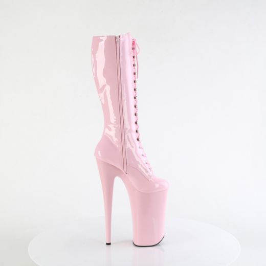 Product image of Pleaser BEYOND-2020 B. Pink Pat/B. Pink *10 Inch Heel 6 1/4 Inch PF Lace-Up Front Knee High Boot Side Zip