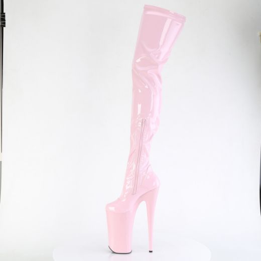 Product image of Pleaser BEYOND-4000 B. Pink Str Pat/B. Pink *10 Inch Heel 6 1/4 Inch Stretch Crotch Boot 12 Inch Side Zip