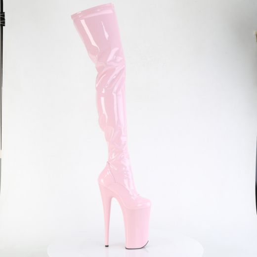 Product image of Pleaser BEYOND-4000 B. Pink Str Pat/B. Pink *10 Inch Heel 6 1/4 Inch Stretch Crotch Boot 12 Inch Side Zip