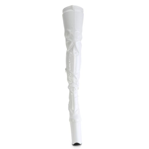 Product image of Pleaser BEYOND-4000 Wht Str Pat/Wht *10 Inch Heel 6 1/4 Inch Stretch Crotch Boot 12 Inch Side Zip