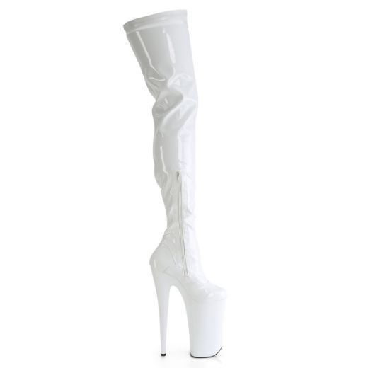 Product image of Pleaser BEYOND-4000 Wht Str Pat/Wht *10 Inch Heel 6 1/4 Inch Stretch Crotch Boot 12 Inch Side Zip