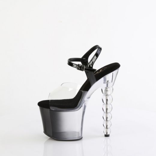 Product image of Pleaser BLISS-708-1BC Clr-Blk/Blk-Clr Ombre 7 Inch Heel 2 3/4 Inch PF Ankle Strap Sandal