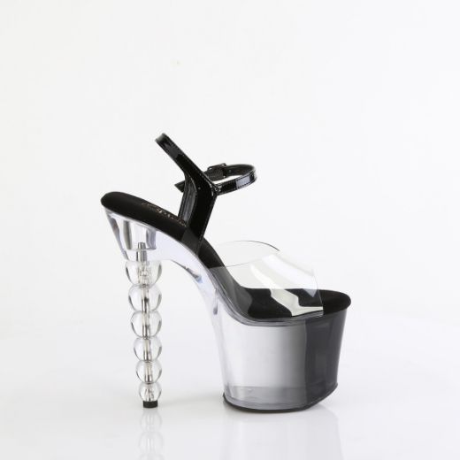Product image of Pleaser BLISS-708-1BC Clr-Blk/Blk-Clr Ombre 7 Inch Heel 2 3/4 Inch PF Ankle Strap Sandal