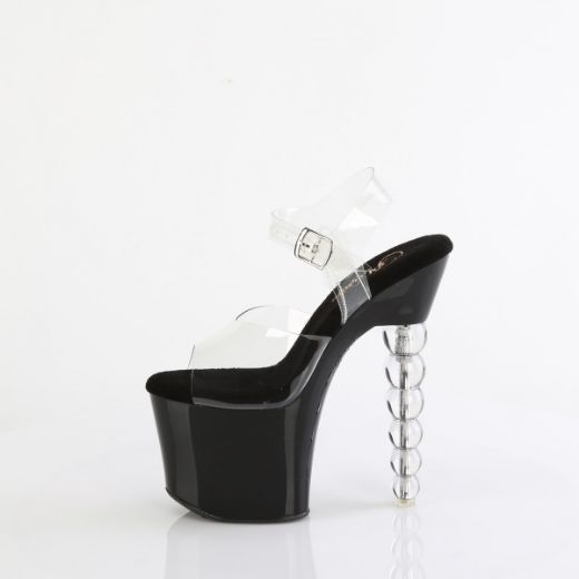 Product image of Pleaser BLISS-708 Clr/Blk-Clr 7 Inch Beaded Heel 3 1/4 Inch PF Ankle Strap Sandal