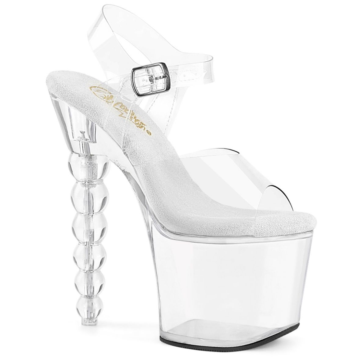Product image of Pleaser BLISS-708 Clr/Clr 7 Inch Beaded Heel 3 1/4 Platform Ankle Strap Sandal