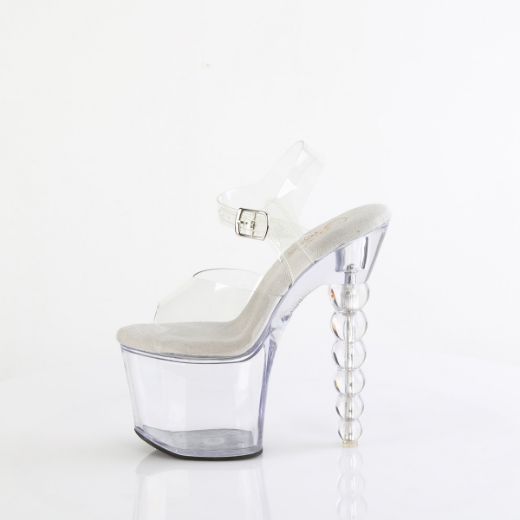 Product image of Pleaser BLISS-708 Clr/Clr 7 Inch Beaded Heel 3 1/4 Platform Ankle Strap Sandal