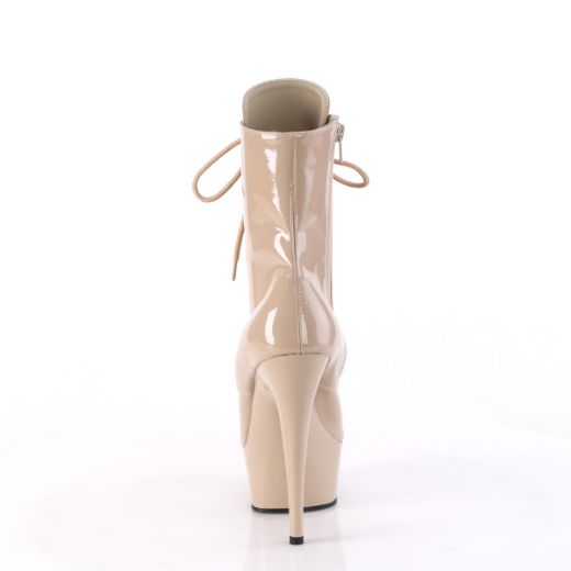 Product image of Pleaser DELIGHT-1020 NudePat/Nude 6 Inch Heel 1 3/4 Inch PF Lace-Up Front Ankle Boot Side Zip