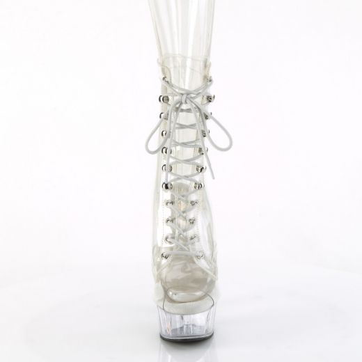 Product image of Pleaser DELIGHT-1021C Clr/Clr 6 Inch Heel 1 3/4 Inch PF Clear Peep Toe Lace-Up Ankle Boot
