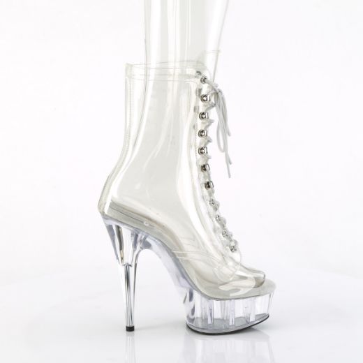 Product image of Pleaser DELIGHT-1021C Clr/Clr 6 Inch Heel 1 3/4 Inch PF Clear Peep Toe Lace-Up Ankle Boot