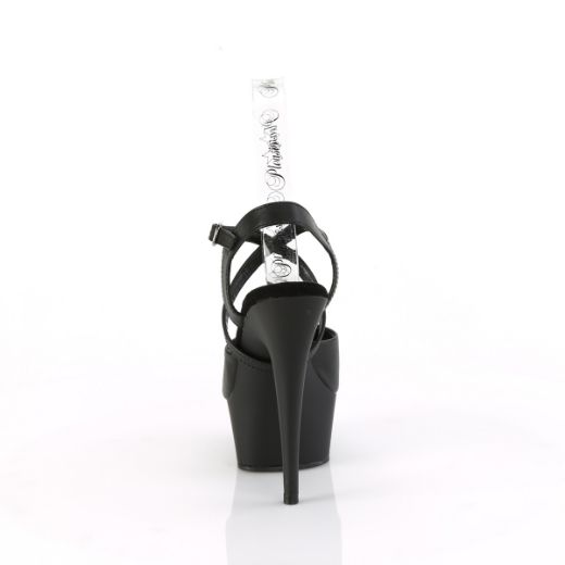 Product image of Pleaser DELIGHT-624-1 Blk Faux Leather/Blk Matte 6 Inch Heel 1 3/4 Inch PF Criss Cross Ankle Strap Sandal