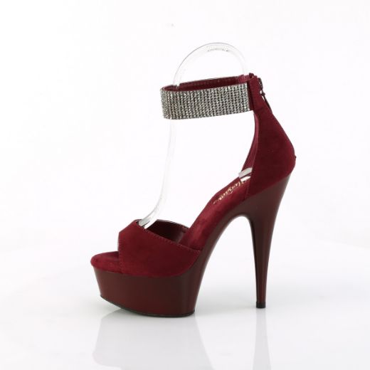 Product image of Pleaser DELIGHT-625 Burgundy Faux Suede/Burgundy Matte 6 Inch Heel 1 3/4 Inch PF Close Back Sandal w/RS Back Zip
