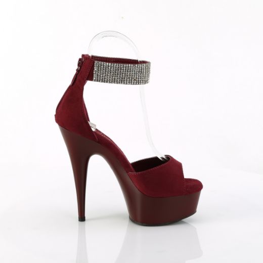 Product image of Pleaser DELIGHT-625 Burgundy Faux Suede/Burgundy Matte 6 Inch Heel 1 3/4 Inch PF Close Back Sandal w/RS Back Zip