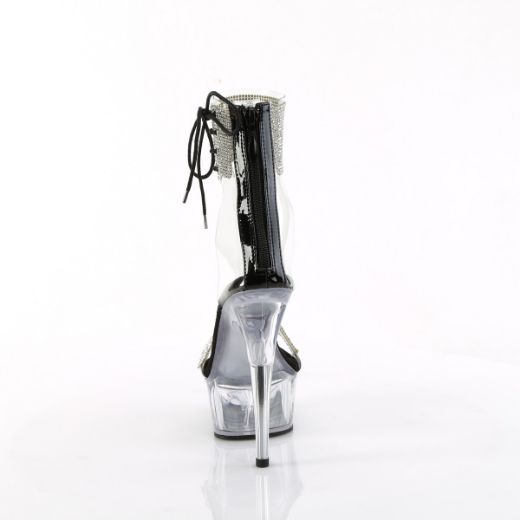 Product image of Pleaser DELIGHT-627RS Clr-Blk/Clr 6 Inch Heel 1 3/4 Inch PF Ankle Cuff Sandal w/RS Back Zip