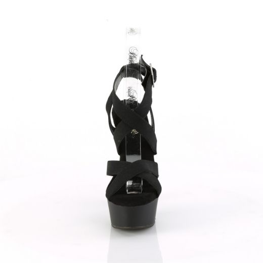 Product image of Pleaser DELIGHT-638 Blk Elastic Band/Blk Matte 6 Inch Heel 1 3/4 Inch PF Criss Cross Ankle Strap Sandal